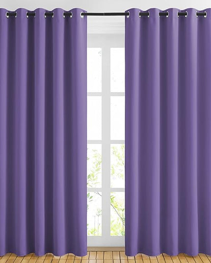 NICETOWN Blackout Lilac Purple Curtains for Sliding Glass Door 2 Panels - Thermal Insulated Grommet Room Darkening Window Drapes Sound Reducing Room Dividers for Living Room (2 Panels, W66 x L84)
