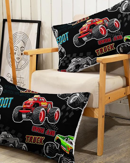 AILONEN Truck Fitted Sheet Twin Size,Pickup Truck Bedding Set for Kids Boys,Rigfoot Automobile Extreme Sport Theme Bed Sheet Set,3 Pieces,Soft Breathable Fitted Sheet and 2 Pillowcases