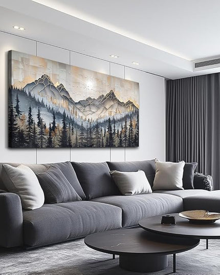 PHAOHUAXM Large Canvas Wall Decor For Bedroom Large Wall Art For Living Room Dining Room Modern Office Abstract Ink-Wash Landscape Mountain Wall Pictures Artworks Home Decor Ready To Hang 30"X60"