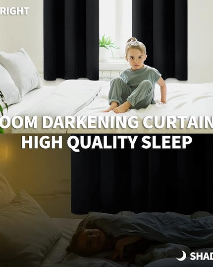 BGment Blackout Curtains - Grommet Thermal Insulated Room Darkening Bedroom and Living Room Curtain, Set of 2 Panels (70 x 84 Inch, Black)