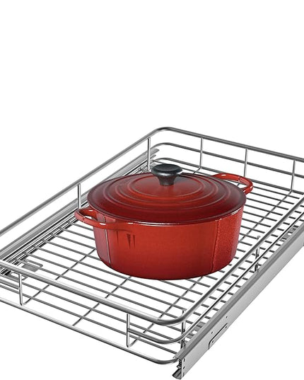 Cabinet Pull Out Shelves (14" W x 21" D), Heavy-Duty Pull Out Shelves for Kitchen Cabinets, Chrome-Plated Steel Slide Out Shelf