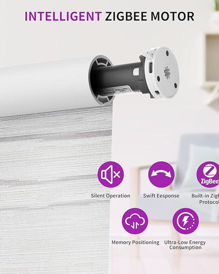 Astomi Motorized Blinds with Remote - Blackout Smart Roller Shades Compatible with Alexa & Goggle Home, Solar Rechargeable, Custom Size 22" - 100" for Indoor Window, Silver Grey