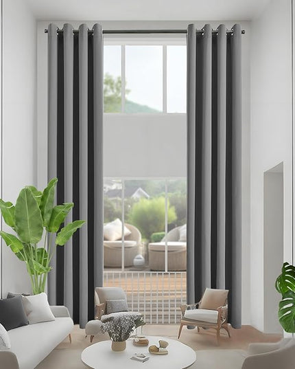 Blackout Curtains for High Ceiling, Extra Long Thermal Insulated Solid Grommet Window Curtains Drapes for 2 Story High Living Room Loft, Set of 2 Curtain Panels 52 W x 188 L Inches Dark Gray