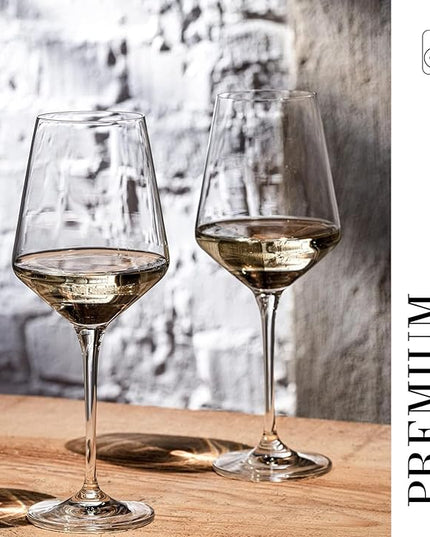 Krosno Large White Wine Glass | Set of 4 | 13.2 oz | Avant-garde Collection | Perfect for Home, Restaurants and Parties | Dishwasher Safe | Lead-Free Crystal Glass