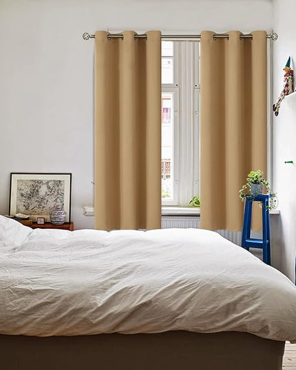 BGment Blackout Curtains for Living Room - Grommet Thermal Insulated Room Darkening Curtains for Bedroom, 2 Panels of 42 x 72 Inch, Khaki