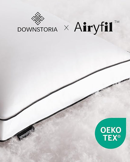 Feather Down Pillows King Size Set of 2 with Gusset, Luxury Hotel Collection Bed Pillow 2 Pack, Down Surrounded Pillows for Sleeping, Soft Fluffy for Side, Back Sleepers 20x36 in.