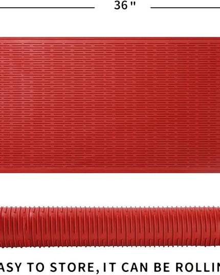 Silicone Dish Drying Mat for Multiple Usage,Easy clean,Eco-friendly,Heat-resistant Silicone Mat for Kitchen Counter or Sink,Refrigerator or Drawer Liner Red 5XL 36inches x 18inches