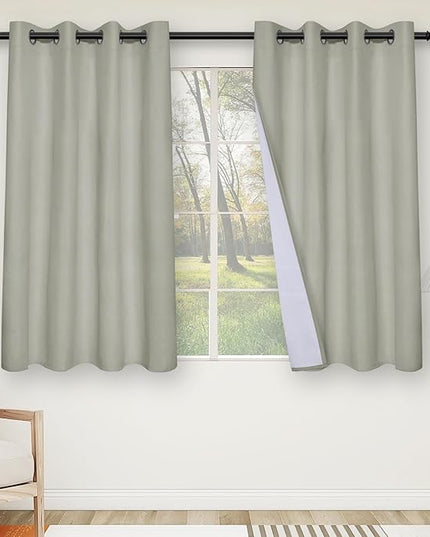 Easy-Going Linen Look 100% Blackout Curtain 52x63 Inch Window Curtain Drapes for Bedroom, Living Room Thermal Insulated Room Darkening (Set of 2 Panels, Stone)