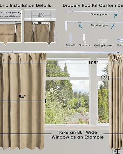 SmartWings Automatic Curtain Opener with Drapery, Motorized Vertical Blinds with Remote, Electric Closet Doors Sliding Panels Compatible with Alexa Google Homekit, 90% Blackout Wheat