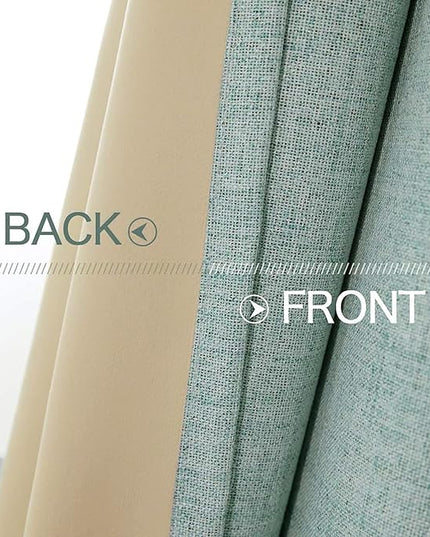 MIULEE Linen Texture 90 Inches Curtains for Bedroom 100% Blackout Thermal Insulated Seafoam Green Curtains Grommet Room Darkening Drapes for Living Room Nursery 52x90 Inch (2 Panels)