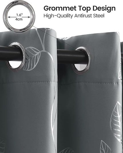 BUHUA Short Blackout Curtains for Kitchen, Half Window Treatment for Bedroom Energy Saving Privacy Shade for RV Camper Bathroom Basement, W38 x L36 inches, Grey, 2 Panel Set