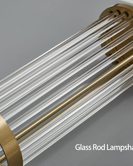 Gold Wall Sconce Bathroom Vanity Light Fixtures for Mirror, Modern Wall Light with Glass Rod Shade for Bathroom, Bedroom, Hallway, Living Room - Bulb Not Included