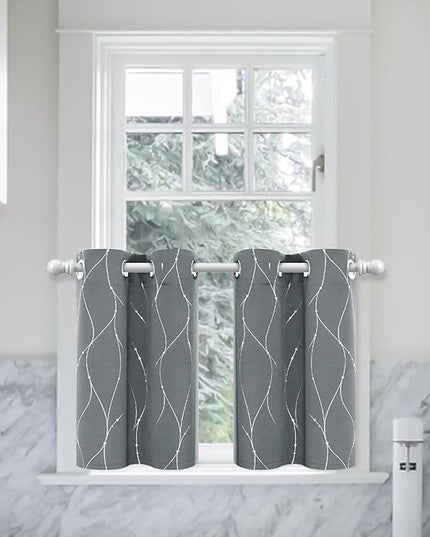 BUHUA Short Curtains 36 inches Long, Black Out RV Bunk Panels, Kitchen Window Curtains Over Sink, Thermal Insulating Blackout Drapes for Small Window (2 Panels, Light Grey, 26 inches Wide)