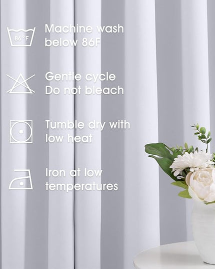 HOMEIDEAS Pure White Curtains 52 X 63 Inch Length Set of 2 Panels Curtains/Drapes, Grommet Window Curtains for Bedroom & Living Room