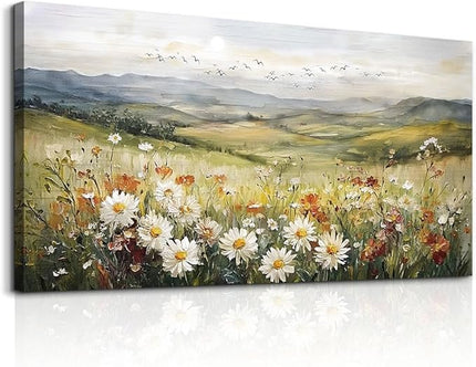 FUHAIHUA Canvas Wall Art For Living Room Large Framed Wall Decor For Office Modern Bedroom Decorations Prairie Flowers Landscape Pictures Farmhouse Paintings Artwork Aesthetic Home Decor 30" x 60"