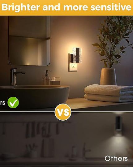 L LOHAS LED Night Lights Plug Into Wall, 2 Pack Night Light with Dusk-to-Dawn Sensor, Dimmable Decorative LED Nightlights, 0-100LM 3000K Adjustable Brightness for Bathroom, Hallway, Bedroom,Stairway