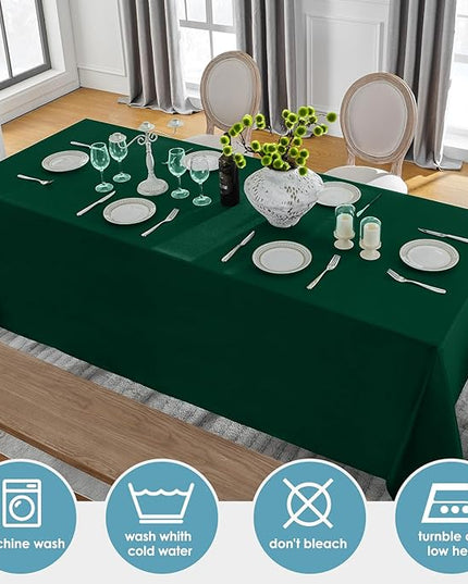 VidaFete 2 Pack 90 * 132inch Rectangle Table Cloth Polyester, Stain Wrinkle Resistant Polyester Dining Table Cover for Kitchen Dinning Party Wedding Rectangular Table Buffet Decoration(Green)