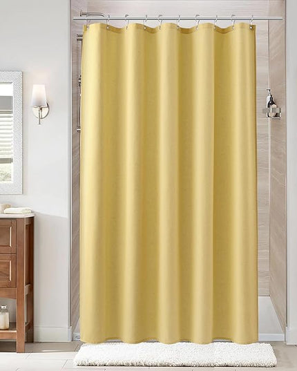 Naturoom Yellow 60 Inch Shower Curtain - Stall Narrow Half Linen Ultra Thick Fabric Shower Curtain Set with Hooks, Boho Farmhouse Rustic RV Camper Bath Curtains for Bathroom, 60x72