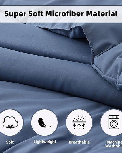 ROSGONIA Comforter Full Size for Girls Boys Teens Slate Blue, 3pcs (1 Blue Comforter & 2 Pillowcases) Lightweight Dorm Bedding Full Size