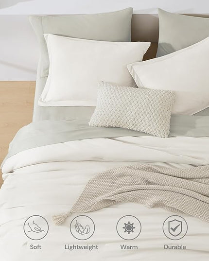 WRENSONGE King Comforter Set, 7 Pieces White Soft Bed in a Bag King with Fitted Sheet, Flat Sheet, 2 Pillow Shams, and 2 Pillowcases- Warm Bedding Set for All Season