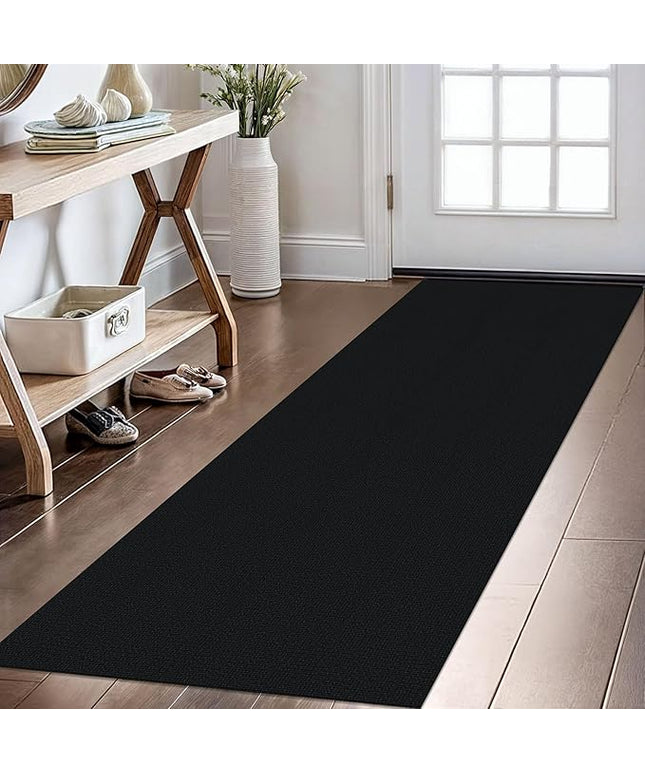 KOZYFLY Washable Runner Rug 2x6 Ft Runners for Hallways Non Slip Kitchen Runner Rugs Braided Cotton Entryway Runner Indoor, Carpet Runners for Hallway Kitchen Entryway Bedroom, Black