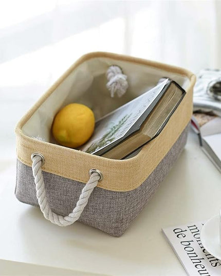 TheWarmHome Small Storage Bins Basket - Small Storage Baskets for Organizing Shelves, Fabric Storage Cubes Organizer for Changing Table Clothes Shoes Sock Towel Dog Toy,Decorative Basket Gift