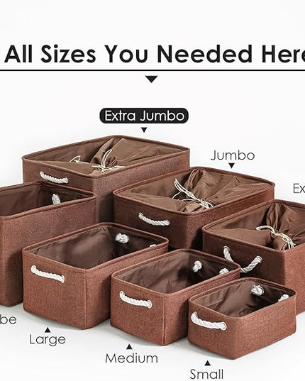 TheWarmHome Organization and Storage for Organizing - Extra Jumbo 3 Pack 20.5x15.7x13.8 inch Fabric Storage Bin for Shelves, Storage cubes for Decorative Shoes Towel Blanket Closet (Brown)