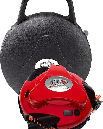Grillbot Automatic Grill Cleaning Robot with Nylon Brushes, BBQ Grill Cleaner, Grill Brush, Grill Scraper, BBQ Accessories (Red Grillbot + Carry Case)