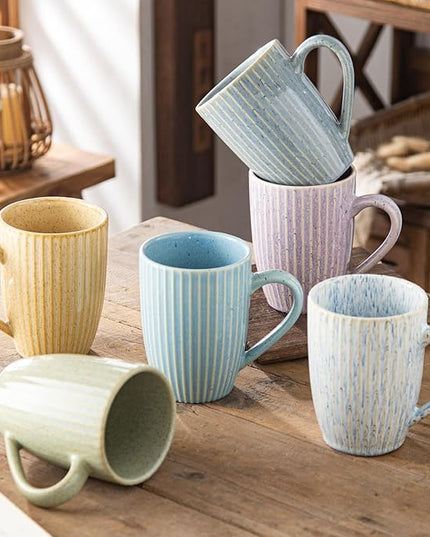 Yundu 16 oz Coffee Mugs Set of 6, Large Coffee Cups, Ceramics Mug with Handle, Cups foe Latte, Tea, Cappucino - Assorted Colors