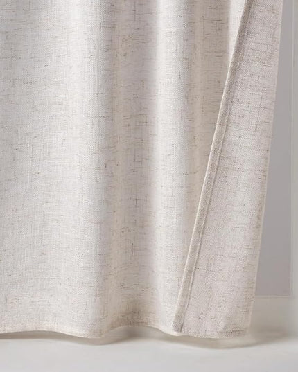 MIULEE Farmhouse Kitchen Curtains 24 Inch Length 2 Panels, Soft Thick Linen Textured Natural White Semi Sheer Light Filtering Short Cafe Tier Curtains for Small Half Window Back Tab Rod Pocket