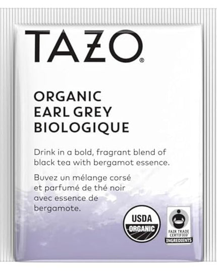 TAZO Organic Earl Grey Tea Bags, Black tea with Caffeine, 16 Total Tea Bags (Pack of 2)