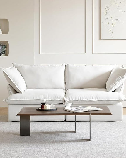 JACH 82.66" Cloud Couch for Living Room, Modular Sectional Sofa, Comfy Convertible Sectional Couches, Cushion Covers Removable, Down Filled Sofas for Living Room, Home, Apartment (Love Seat, White)