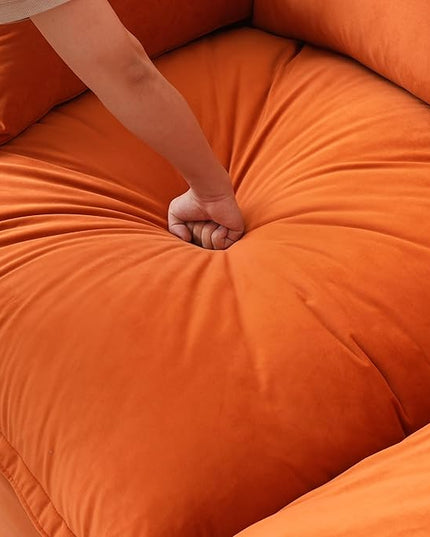 JACH L-Shaped Modular Couches, Deep Seat Sectional Couch with Chaise Ottoman, Modern Comfy Cloud Sectional Sofas, Cushion Covers Removable, Two Corners and A Middle Sofa for Living Room (Orange)