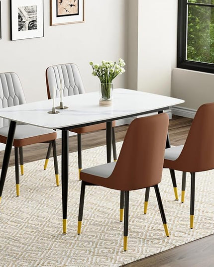 50'' Dining Table Set for 4, Dining Room Sets for 4, Sintered Stone Dining Table Chairs Set of 4, Easy to Assemble，Suitable for Small Spaces