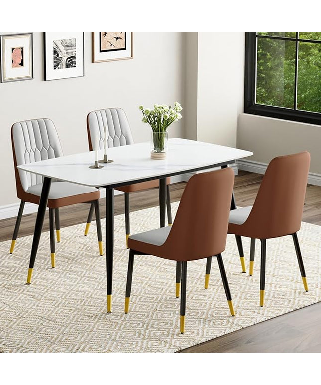 50'' Dining Table Set for 4, Dining Room Sets for 4, Sintered Stone Dining Table Chairs Set of 4, Easy to Assemble，Suitable for Small Spaces