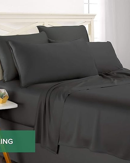Pure Bamboo Twin Sheets, Genuine 100% Organic Viscose Derived from Bamboo Bed Sheet Set, Luxuriously Soft & Cooling, Double Stitching, 2 Year Quality Promise (Twin, Charcoal)