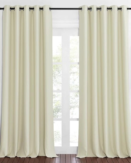 NICETOWN Blackout Living Room Curtain 90 inches Long - Thermal Insulated Grommet Room Darkening Window Treatment Sound Dampening Drape for Bedroom (Beige, W66 x L90, 1 Panel)