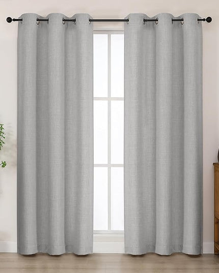 Chyhomenyc Light Grey Curtains 72 Inches Long 2 Panels for Living Room, Light Filtering Faux Linen Textured Soft Window Curtain, Bedroom Thick Farmhouse Home Decor Grommet Drapes, 40Wx72L, 2PCS