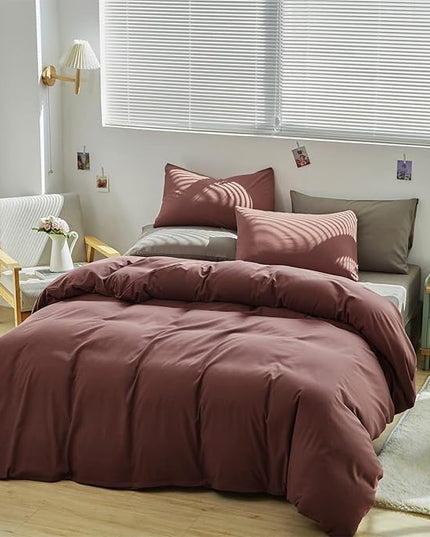 CLOTHKNOW Brick Red Queen Comforter Set 3Pcs Brownish Bedding Comforter Sets Dark Rust Comforter Rust Red Queen with 2 x Pillowcases