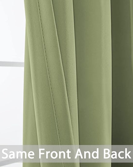 Yakamok Room Darkening Thermal Insulated with Grommet Window Curtain for Bedroom, 38Wx36L inch, Light Reducing Drapes for Living Room,Sage Green, 2 Panels