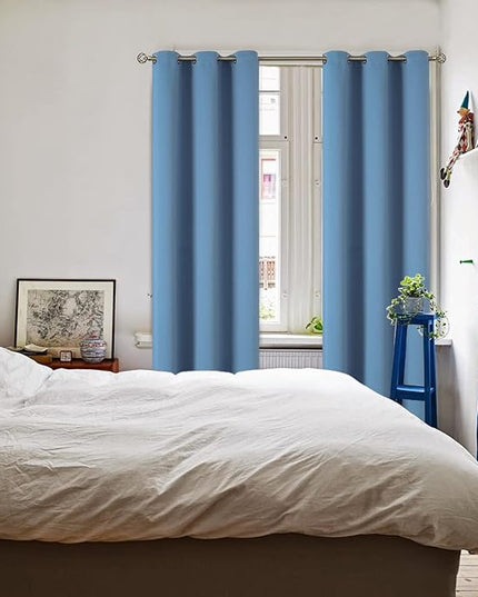BGment Blackout Curtains for Bedroom - Grommet Thermal Insulated Room Darkening Curtains for Living Room, Set of 2 Panels (42 x 84 Inch, Faded Denim)