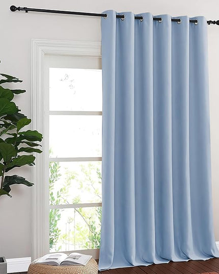 NICETOWN Blackout Room Divider Curtains for Sliding Glass Doors 102 Inches Long 1 Panel, Extra Wide Curtains for Doorway Patio Bedroom Living Room (Vintage Blue, 80Wx102L, 1 Panel)