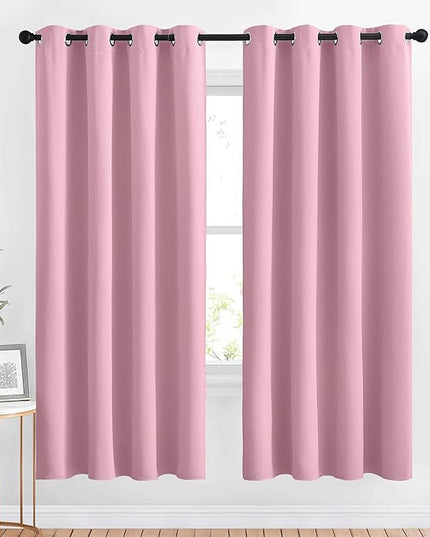 NICETOWN Crystal Pink Blackout Draperies Curtains - Window Treatment Thermal Insulated Solid Grommet Blackout Curtains/Drapes for Bedroom (Set of 2 Panels, 52 by 72 Inch, Crystal Pink)
