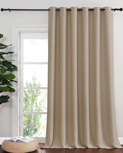 NICETOWN Blackout Sliding Door Curtains 84 Inch Length, Extra Wide Room Divider Grommet Energy Saving Thermal Insulated Curtain for Patio Door Window(W80 x L84, 1 Panel, Taupe)