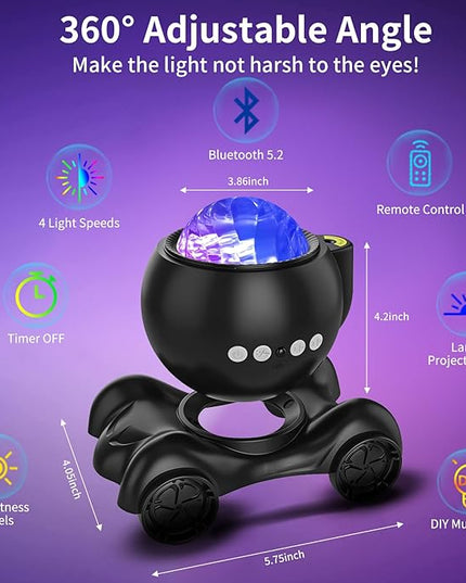 ENOKIK Northern Light Projector, Aurora Star Projector Built-in Bluetooth Speaker, White Noise Machine for Kids Adults, Galaxy Light for Bedroom/Ceiling/Party/Gift (Black)