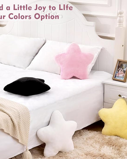 Small Star Throw Pillows for Bed, Decorative Throw Pillows for Couch Livingroom,15" Pink Pillows Aesthetic Cute Floor Pillow with Soft Plush for Sofa Bedroom Kids Xmas Gift (Pink)