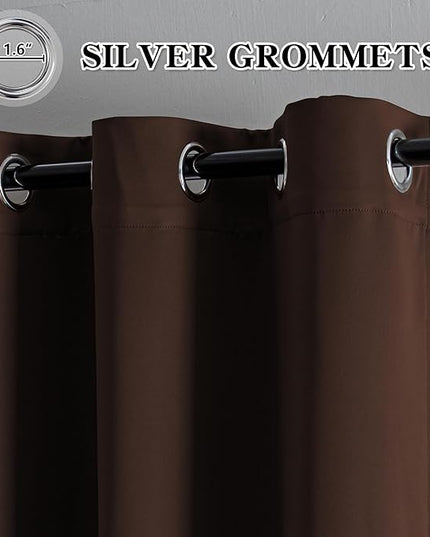 Custom Curtains for Living Room 1 Panel, Blackout Curtains Thermal Insulated, Grommet Light Blocking Drapes for Bedroom Windows Luxury Decor(Custom Size,Chocolate