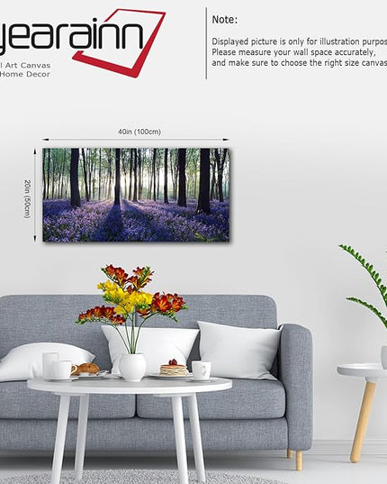 Forests Canvas Wall Art Woods Sunset Purple Lavender Large Green Trees Scenery Nature Picture Prints Modern Canvas Artwork Contemporary Wall Art for Bedroom Living Room Home Office Wall Decor 20" x 40"