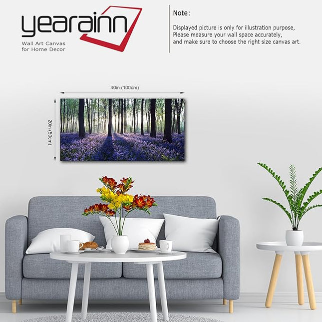 Forests Canvas Wall Art Woods Sunset Purple Lavender Large Green Trees Scenery Nature Picture Prints Modern Canvas Artwork Contemporary Wall Art for Bedroom Living Room Home Office Wall Decor 20" x 40"