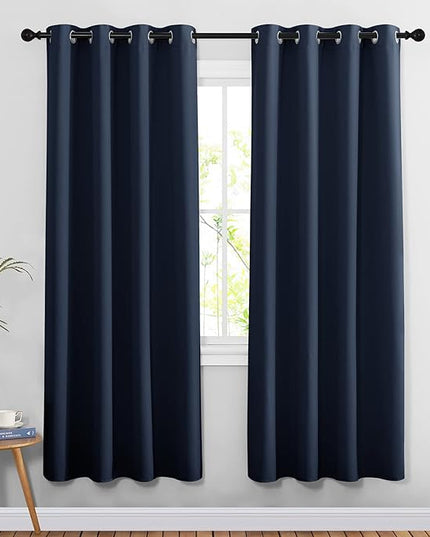 NICETOWN Bedroom Curtains 78 inch Length - Grommet Privacy Window Curtains & Drapes Light Blocking Sound Reducing Window Treatments for Living Room (Navy, 2 Panels, W52 x L78)